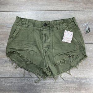 Free People Loving Good Vibration Cutoff Shorts Women's 4 Green Distressed *NWT